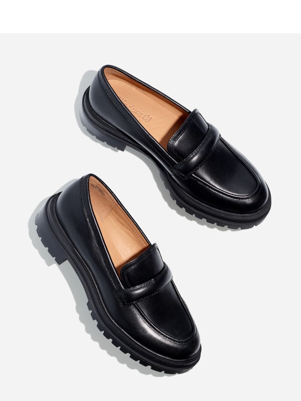 Madewell Bradley Lug-sole Leather Loafer, black 9.5